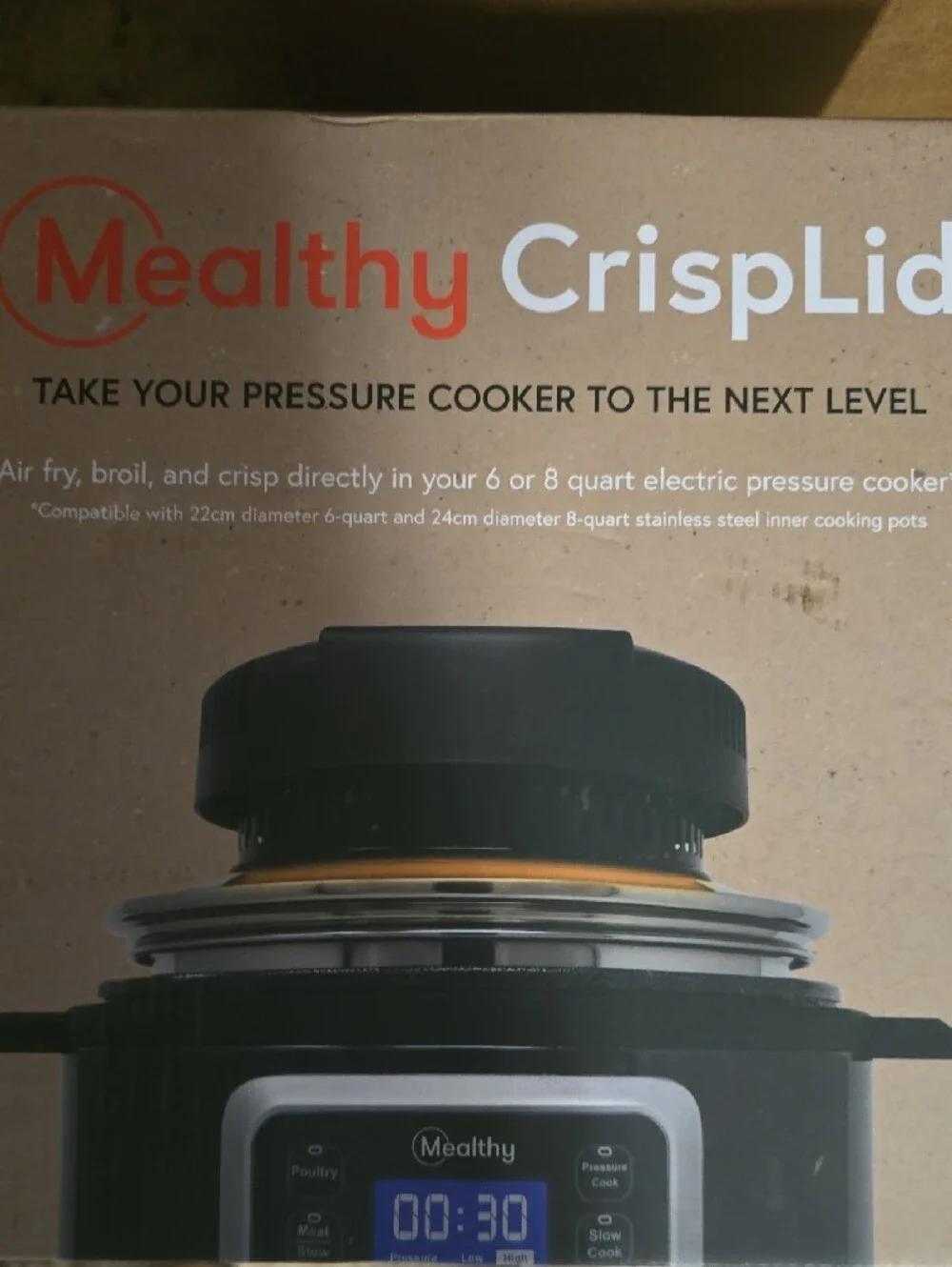 Mealthy CrispLid Black Air Fryer Lid for Pressure Cookers
